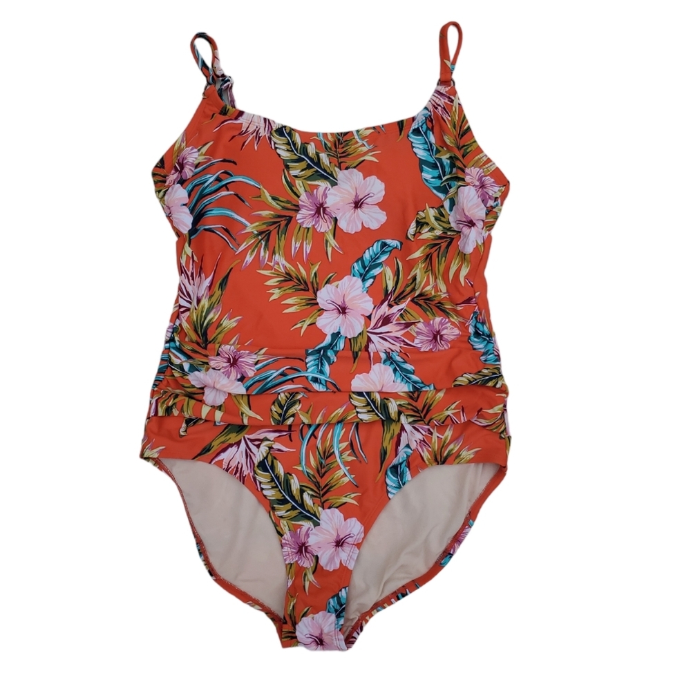 Kona Sol One Piece Tropical Print Swimsuit Size Large